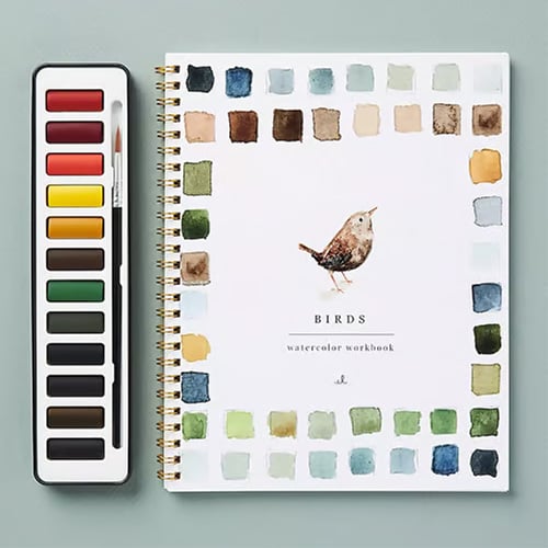 Watercolor Painting Book with Stencils and Paint Set for Beginners Adults Children Creative Hobby Drawing | Sansoti
