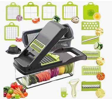 Multifunctionele Groentesnijder 18-delig met Opvangbak Handveiligheid Keuken Accessoire voor Rasp Julienne | Sansoti