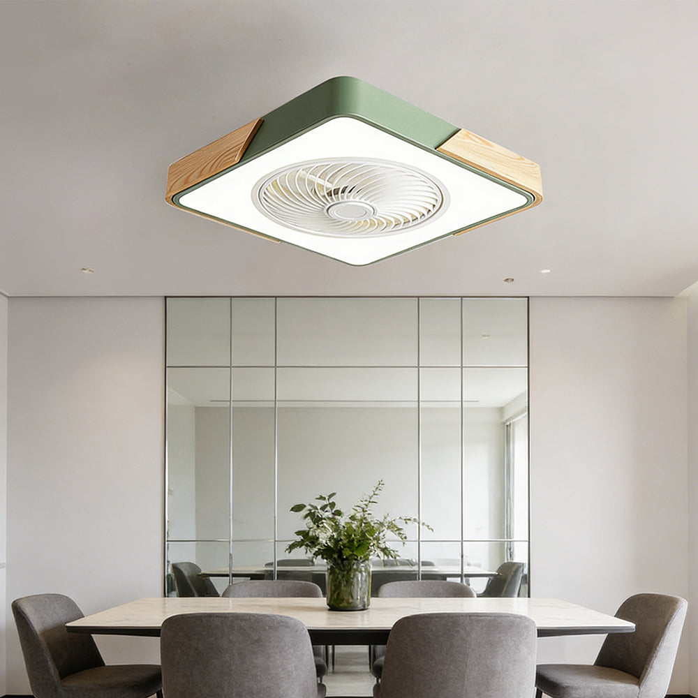 Ventilateur de Plafond Bois LED Dimmable Télécommande 50cm Chambre Salon Salle à Manger | Restfield
