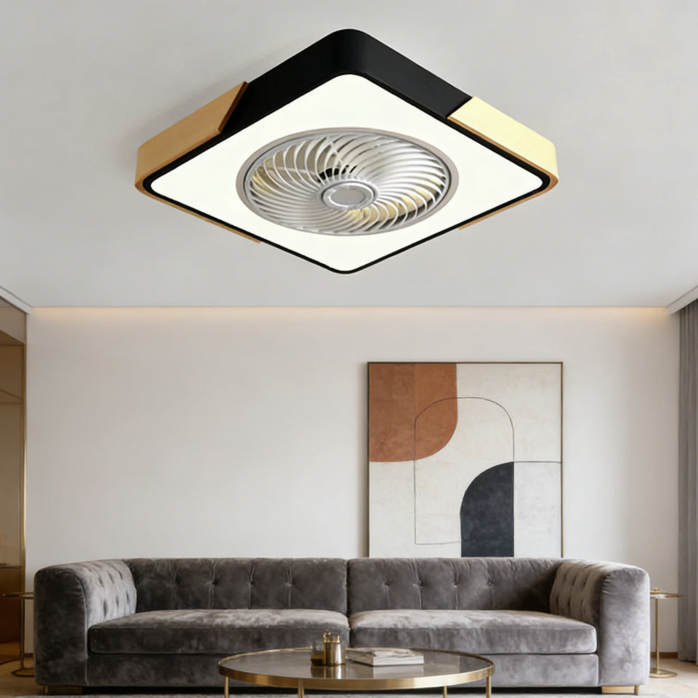 Ventilateur de Plafond Bois LED Dimmable Télécommande 50cm Chambre Salon Salle à Manger | Restfield