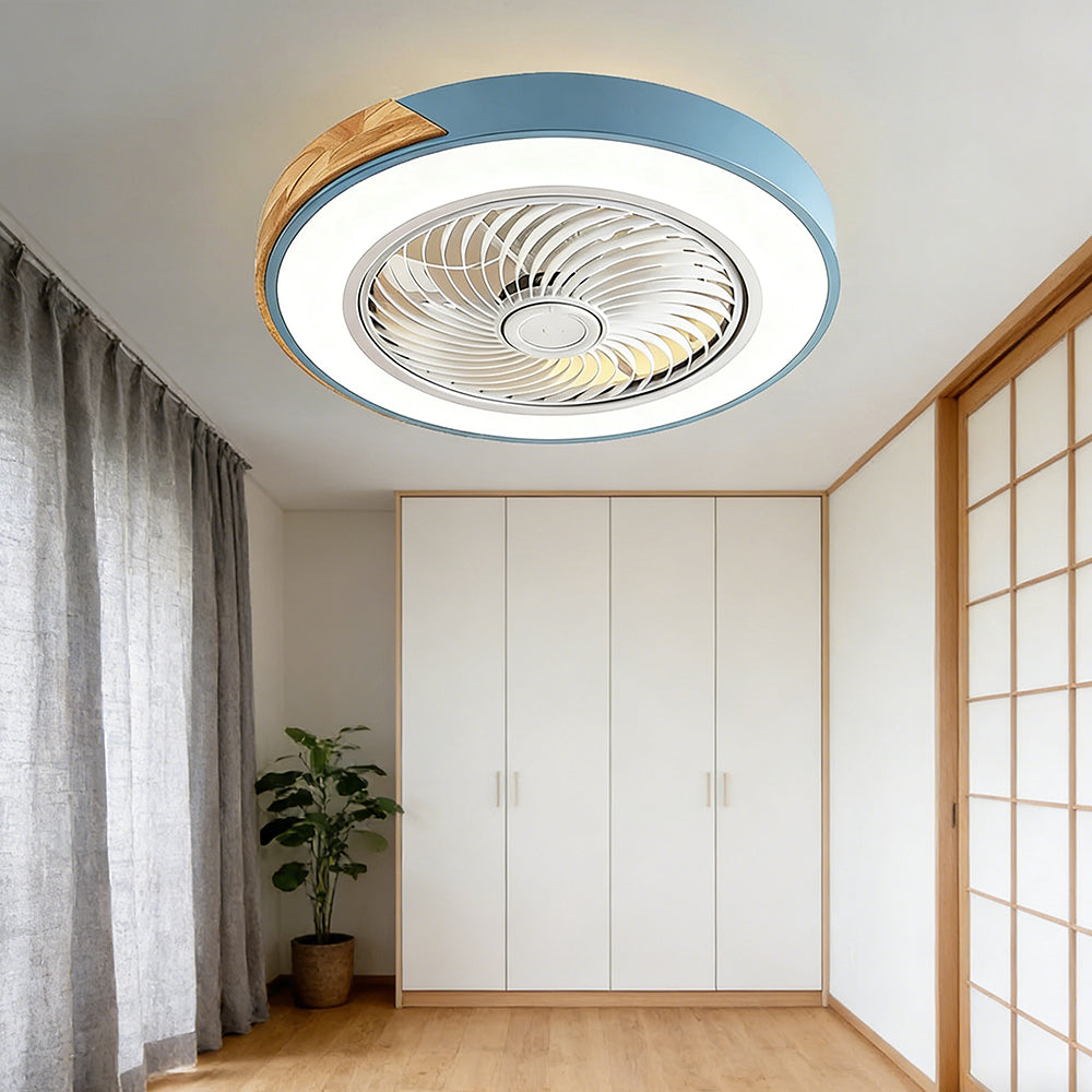 Ventilateur de Plafond Bois LED Dimmable Télécommande 50cm Chambre Salon Salle à Manger | Restfield