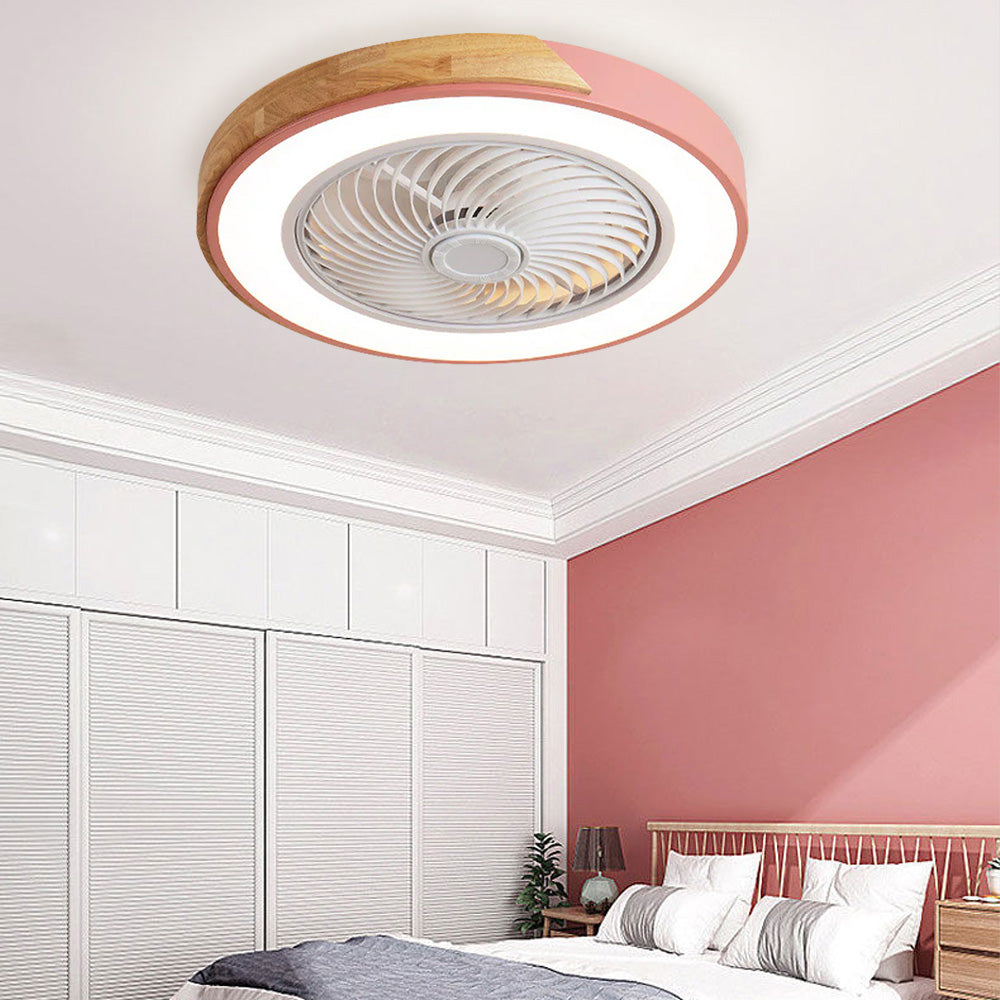 Ventilateur de Plafond Bois LED Dimmable Télécommande 50cm Chambre Salon Salle à Manger | Restfield