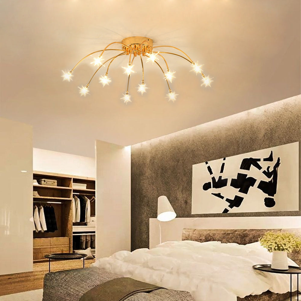 Plafondlamp Metaal Glas Semi Flush Mount LED Modern Woonkamer Eetkamer Slaapkamer | Sansoti