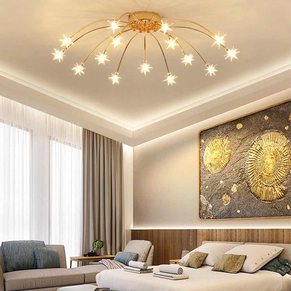 Plafondlamp Metaal Glas Semi Flush Mount LED Modern Woonkamer Eetkamer Slaapkamer | Sansoti