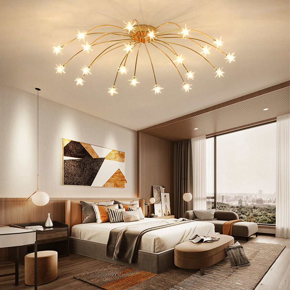 Plafondlamp Metaal Glas Semi Flush Mount LED Modern Woonkamer Eetkamer Slaapkamer | Sansoti