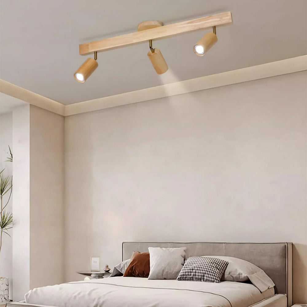 Houten Railverlichting LED Plafondlamp Wandlamp Natuurlijk Modern Woonkamer Eetkamer | Sansoti