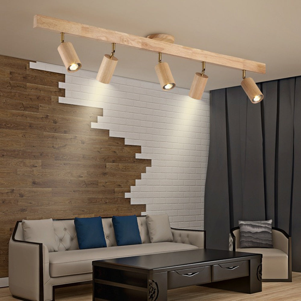 Houten Railverlichting LED Plafondlamp Wandlamp Natuurlijk Modern Woonkamer Eetkamer | Sansoti