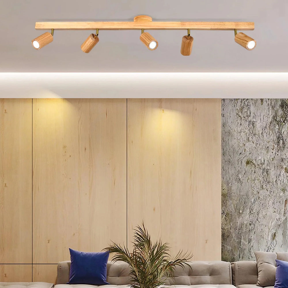 Houten Railverlichting LED Plafondlamp Wandlamp Natuurlijk Modern Woonkamer Eetkamer | Sansoti