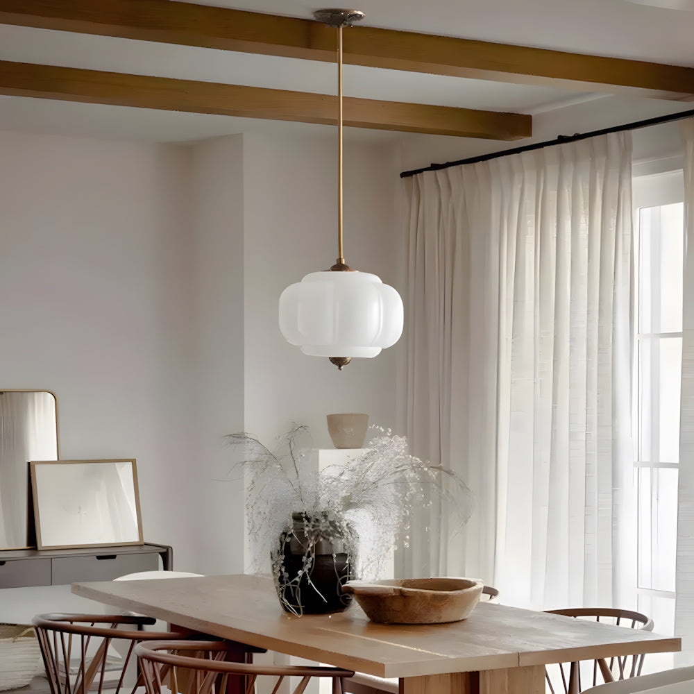 Hanglamp Pompoen Glas Vintage Messing Retro E14 Woonkamer Slaapkamer Hal | Sansoti