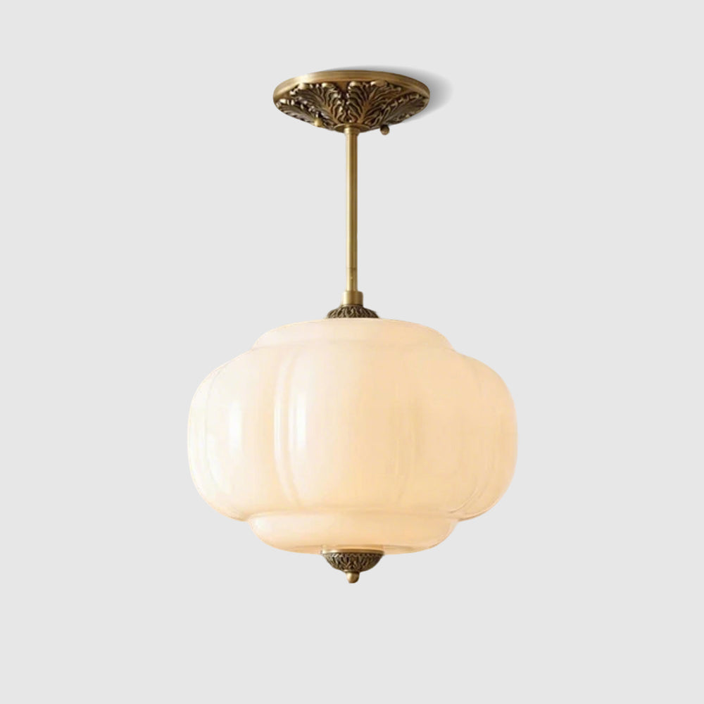 Hanglamp Pompoen Glas Vintage Messing Retro E14 Woonkamer Slaapkamer Hal | Sansoti