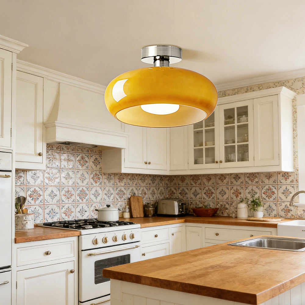 Glazen Hanglamp Vintage Amber Messing Retro E27 Eetkamer Woonkamer Slaapkamer | Sansoti