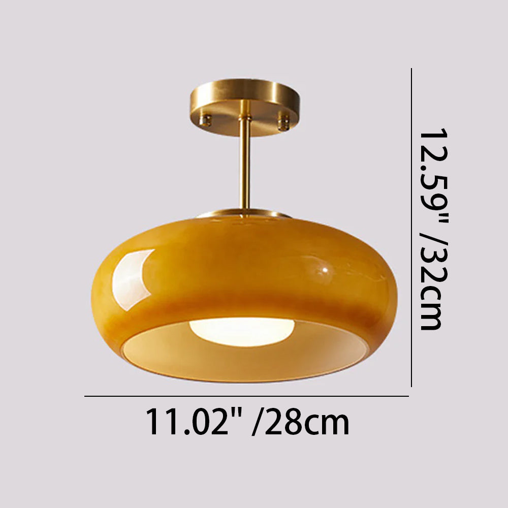 Glazen Hanglamp Vintage Amber Messing Retro E27 Eetkamer Woonkamer Slaapkamer | Sansoti