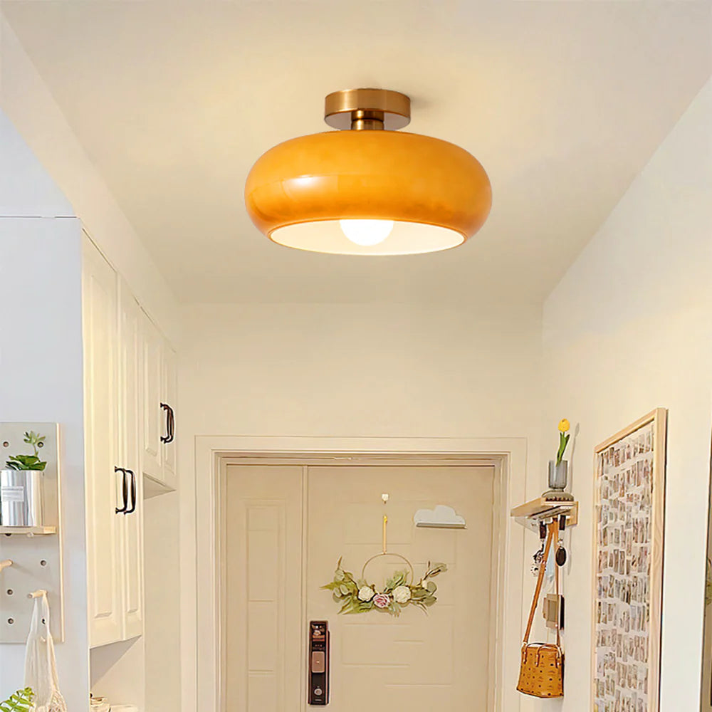 Glazen Hanglamp Vintage Amber Messing Retro E27 Eetkamer Woonkamer Slaapkamer | Sansoti