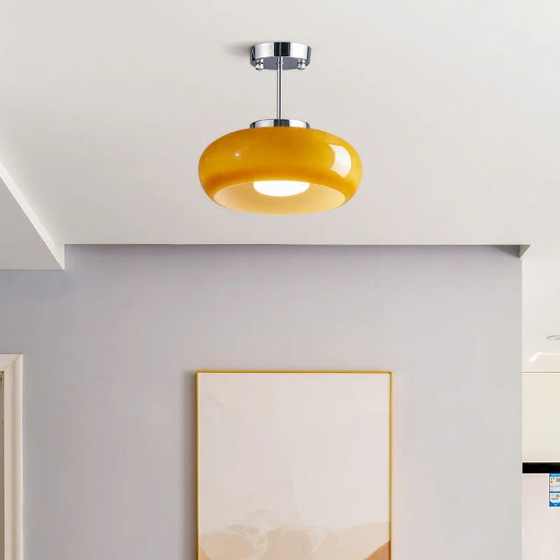 Glazen Hanglamp Vintage Amber Messing Retro E27 Eetkamer Woonkamer Slaapkamer | Sansoti