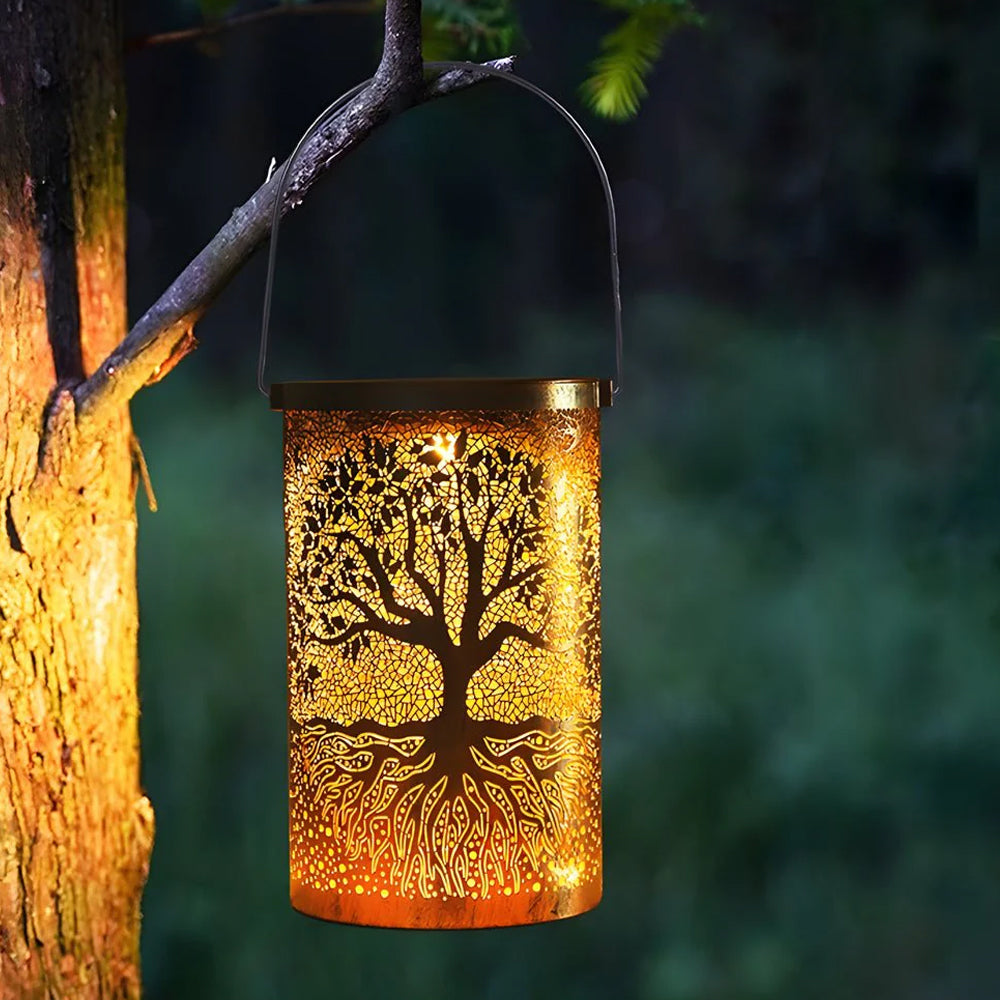 Lanterne solaire motif arbre IP55 étanche jardin suspendue sur pied villa LED | Restfield