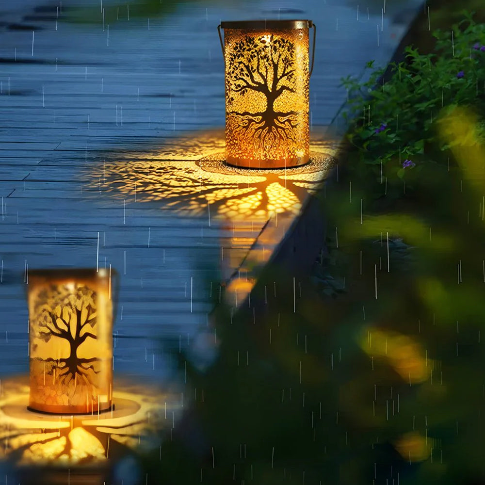 Lanterne solaire motif arbre IP55 étanche jardin suspendue sur pied villa LED | Restfield