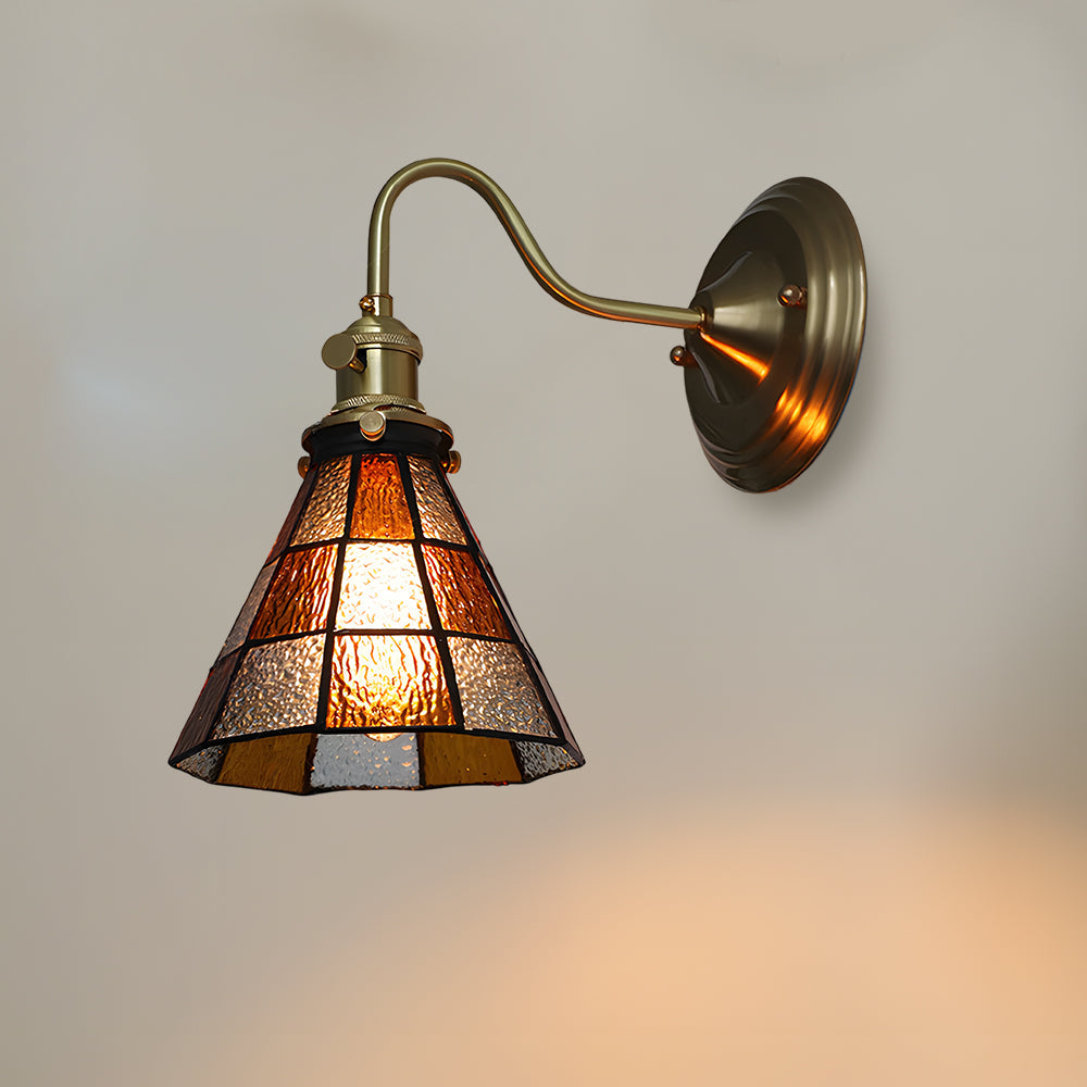 Wandleuchte Tiffany Glas Kupfer Art Deco Vintage E27 Arbeitszimmer Flur Wohnzimmer | Restfield