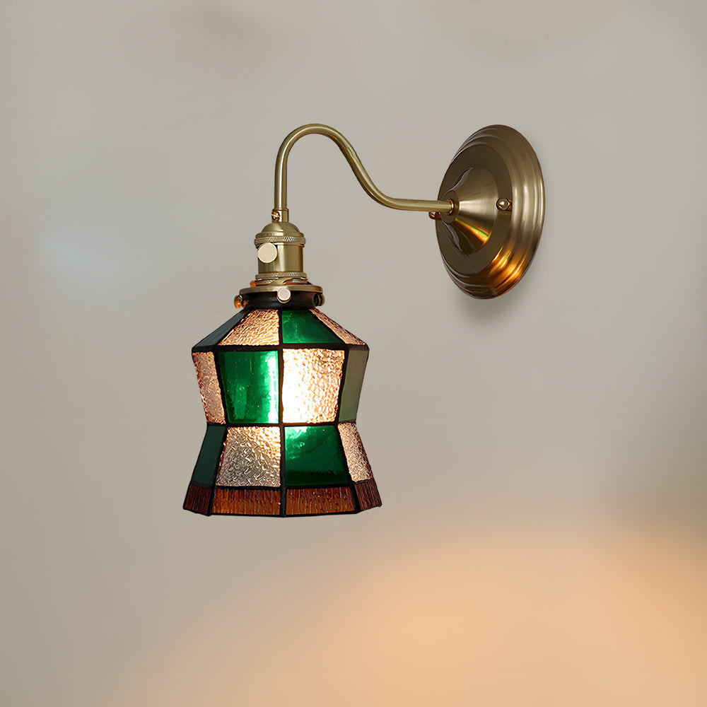 Wandleuchte Tiffany Glas Kupfer Art Deco Vintage E27 Arbeitszimmer Flur Wohnzimmer | Restfield