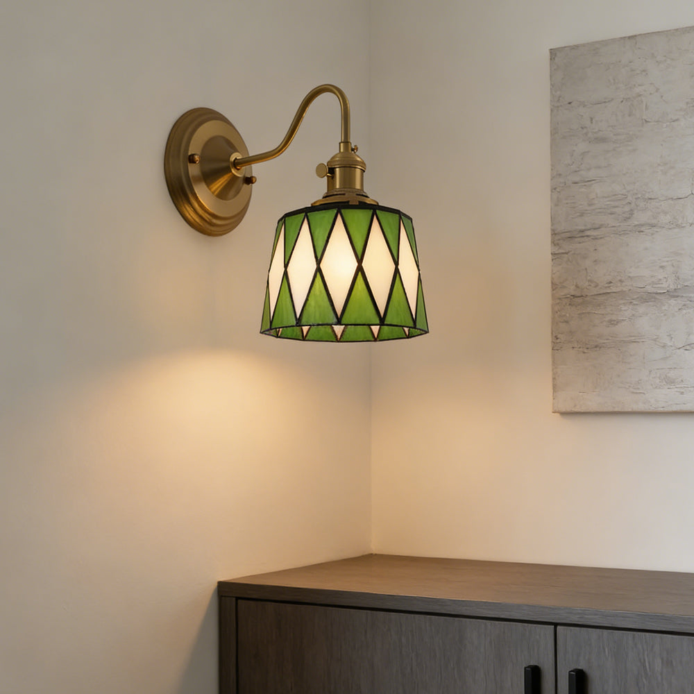 Wandleuchte Tiffany Glas Kupfer Art Deco Vintage E27 Arbeitszimmer Flur Wohnzimmer | Restfield