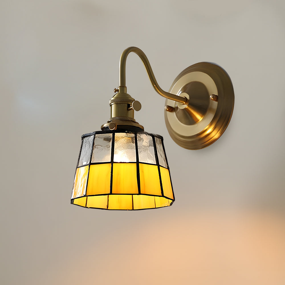 Wandleuchte Tiffany Glas Kupfer Art Deco Vintage E27 Arbeitszimmer Flur Wohnzimmer | Restfield