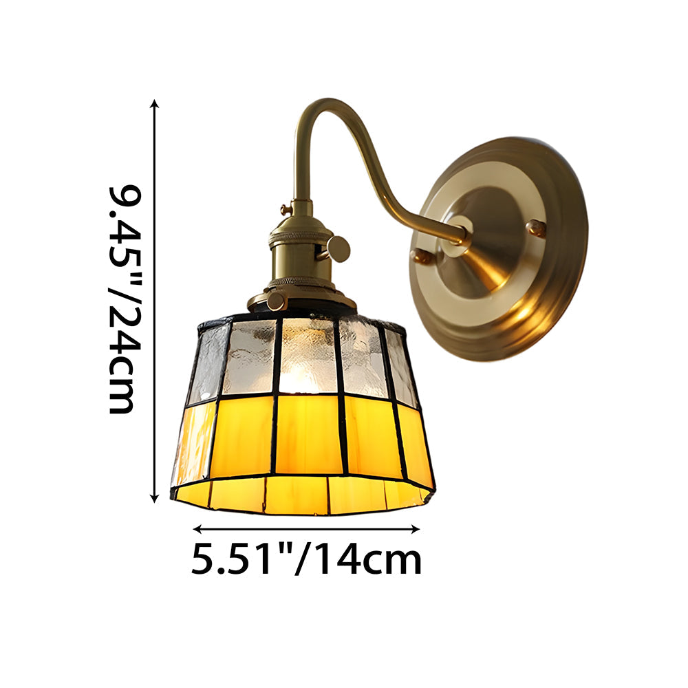 Wandleuchte Tiffany Glas Kupfer Art Deco Vintage E27 Arbeitszimmer Flur Wohnzimmer | Restfield
