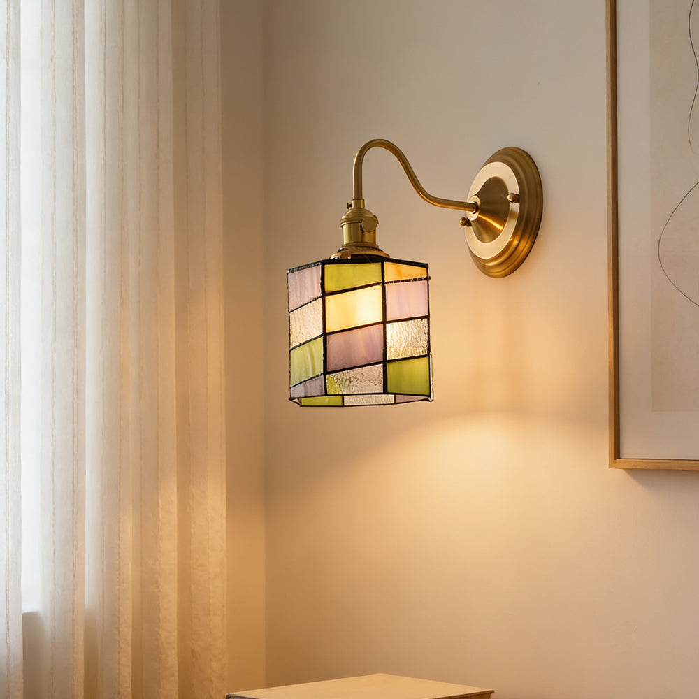 Wandleuchte Tiffany Glas Kupfer Art Deco Vintage E27 Arbeitszimmer Flur Wohnzimmer | Restfield
