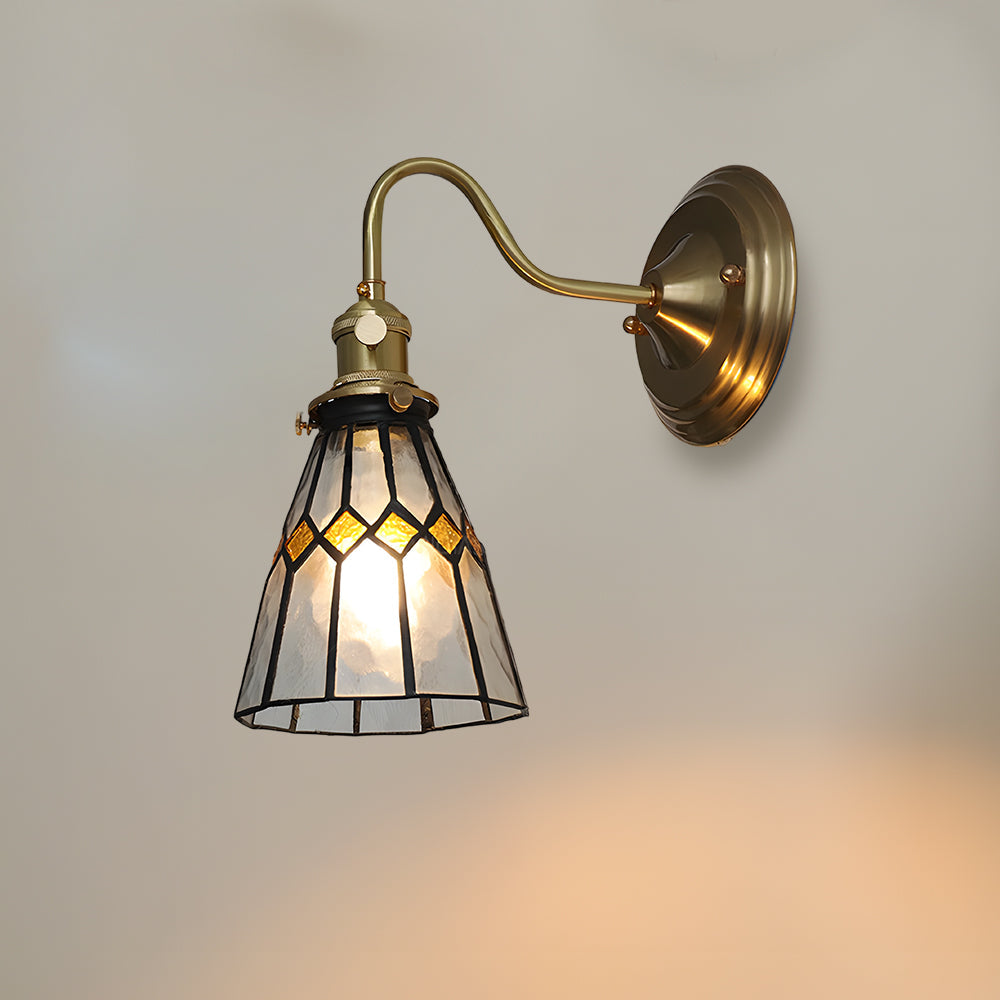 Wandleuchte Tiffany Glas Kupfer Art Deco Vintage E27 Arbeitszimmer Flur Wohnzimmer | Restfield