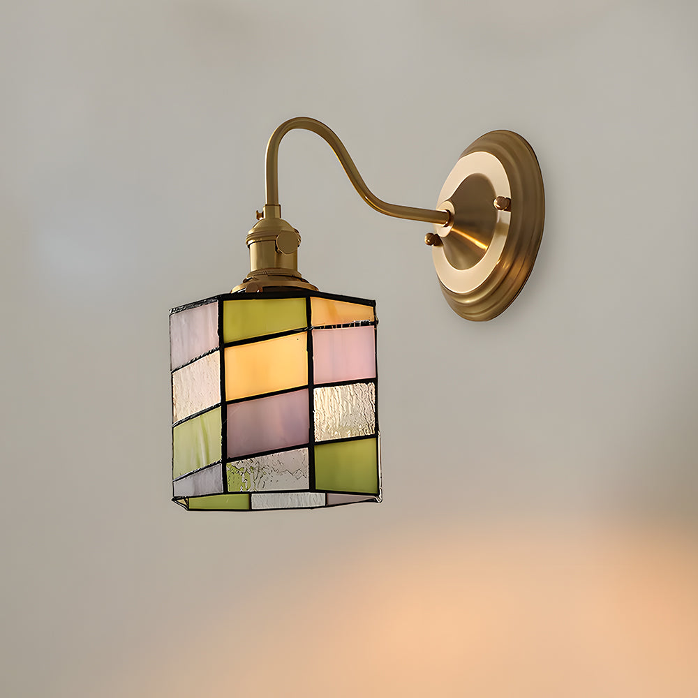 Wandleuchte Tiffany Glas Kupfer Art Deco Vintage E27 Arbeitszimmer Flur Wohnzimmer | Restfield