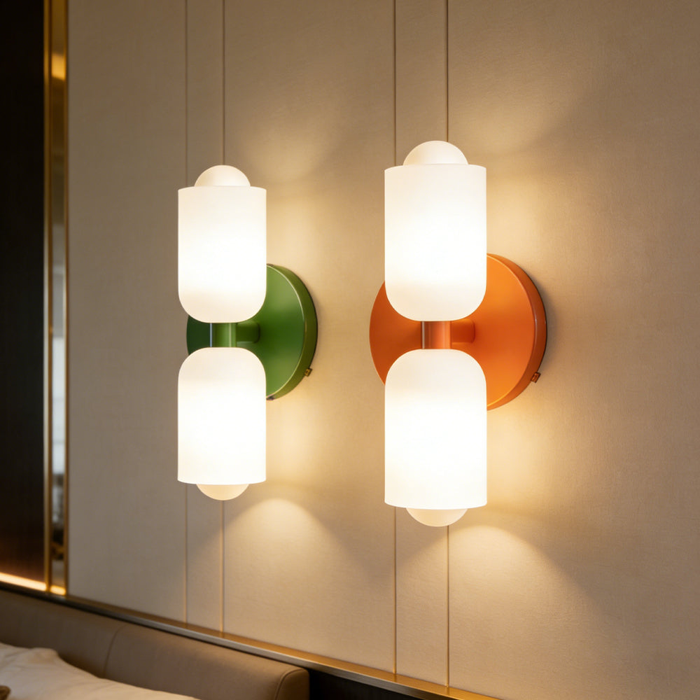 Wandlampe Doppelt Retro Französisches Glas E14 Gold Schlafzimmer Flur Badezimmer Wohnzimmer Vintage | Restfield