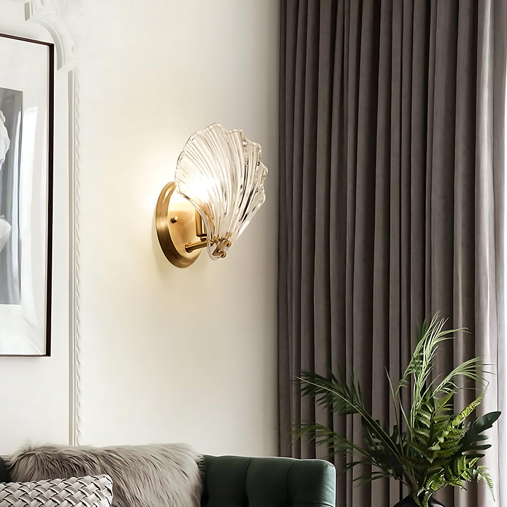 Wandlamp Schelp Glas Metaal LED Kust Luxe Slaapkamer Hal Badkamer Modern | Sansoti