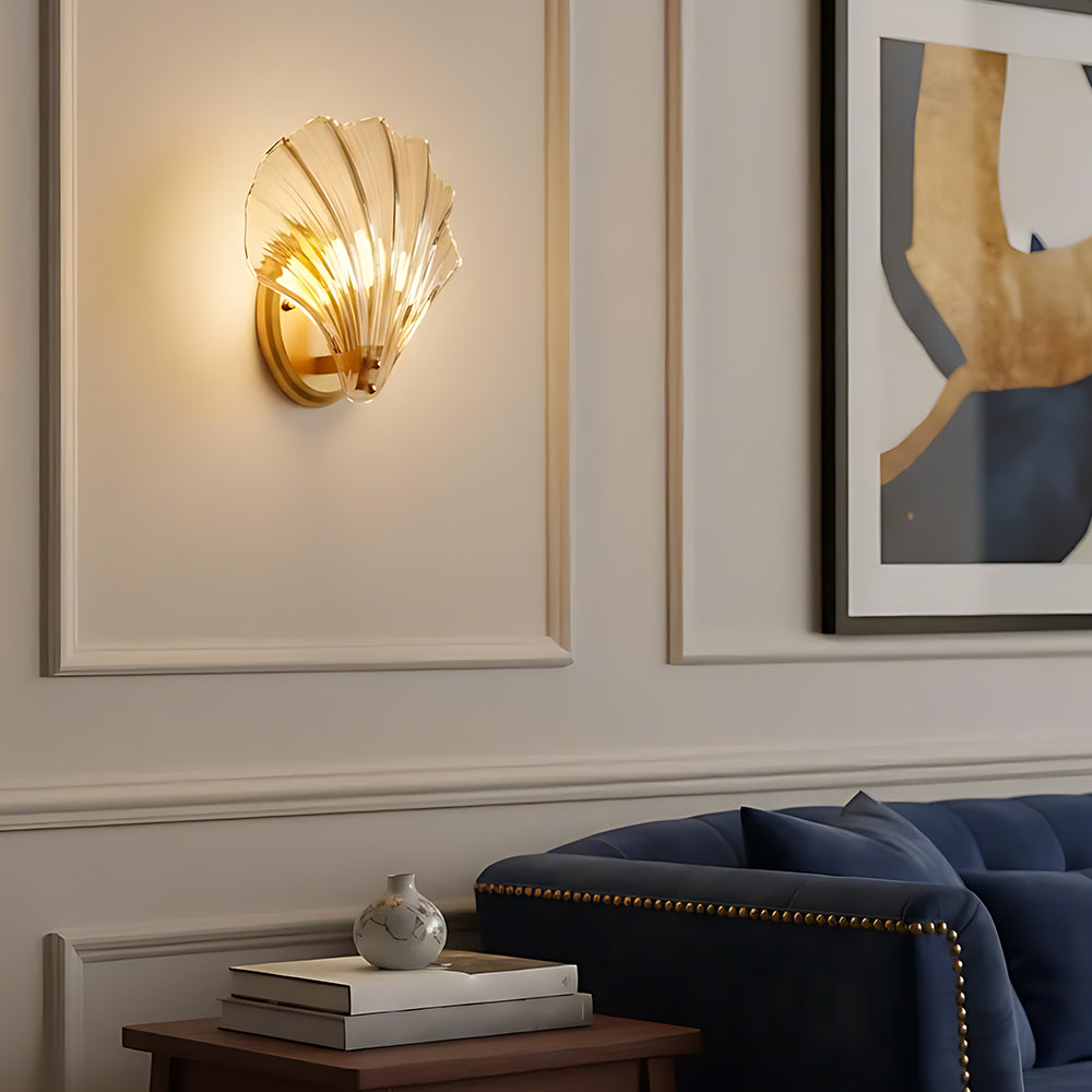 Wandlamp Schelp Glas Metaal LED Kust Luxe Slaapkamer Hal Badkamer Modern | Sansoti