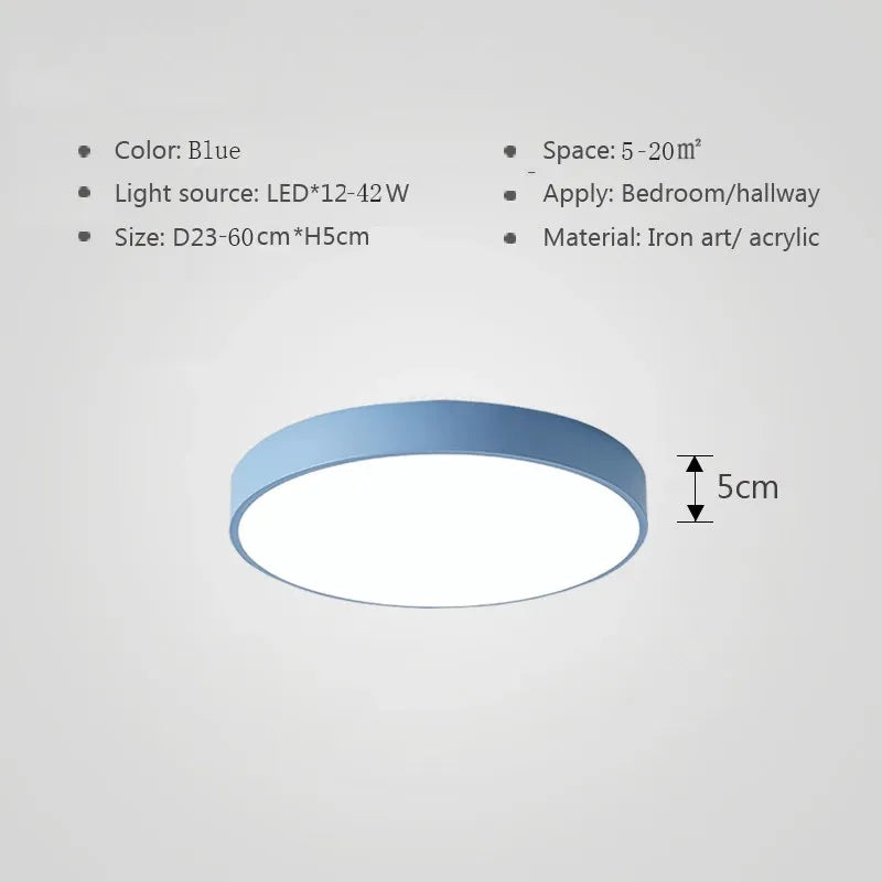 Kleurrijke Plafondlamp Rond LED Ultradun Design voor Woonkamer Slaapkamer Studeerkamer Gang Modern Interieur Verlichting Scandinavisch | Sansoti