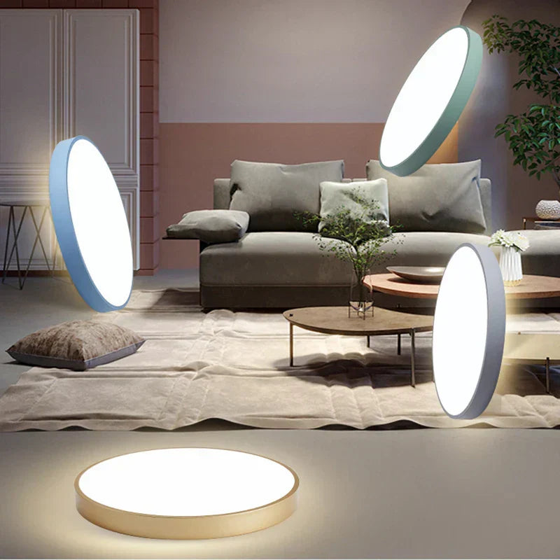 Kleurrijke Plafondlamp Rond LED Ultradun Design voor Woonkamer Slaapkamer Studeerkamer Gang Modern Interieur Verlichting Scandinavisch | Sansoti