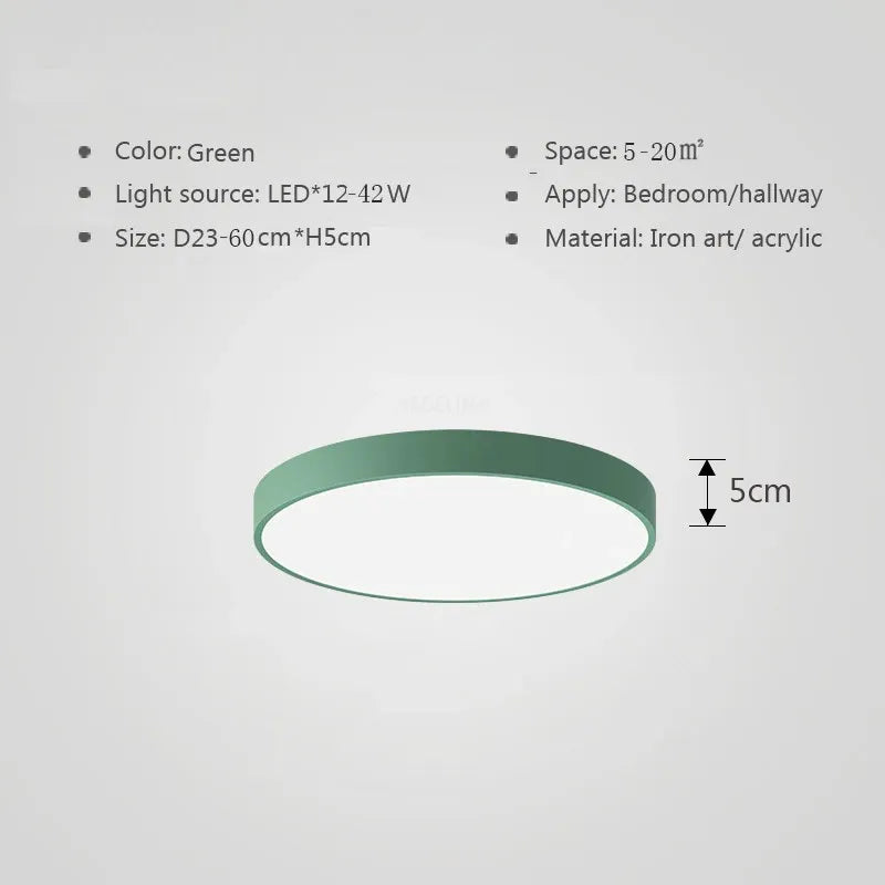 Kleurrijke Plafondlamp Rond LED Ultradun Design voor Woonkamer Slaapkamer Studeerkamer Gang Modern Interieur Verlichting Scandinavisch | Sansoti