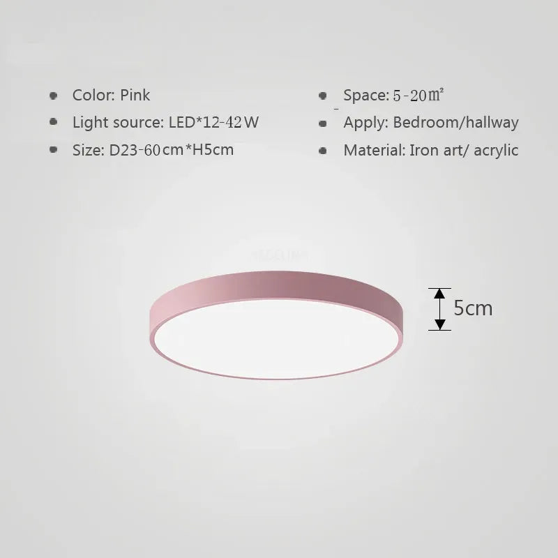 Kleurrijke Plafondlamp Rond LED Ultradun Design voor Woonkamer Slaapkamer Studeerkamer Gang Modern Interieur Verlichting Scandinavisch | Sansoti