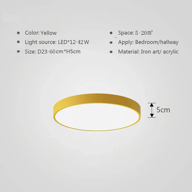 Kleurrijke Plafondlamp Rond LED Ultradun Design voor Woonkamer Slaapkamer Studeerkamer Gang Modern Interieur Verlichting Scandinavisch | Sansoti