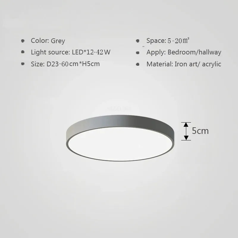 Kleurrijke Plafondlamp Rond LED Ultradun Design voor Woonkamer Slaapkamer Studeerkamer Gang Modern Interieur Verlichting Scandinavisch | Sansoti