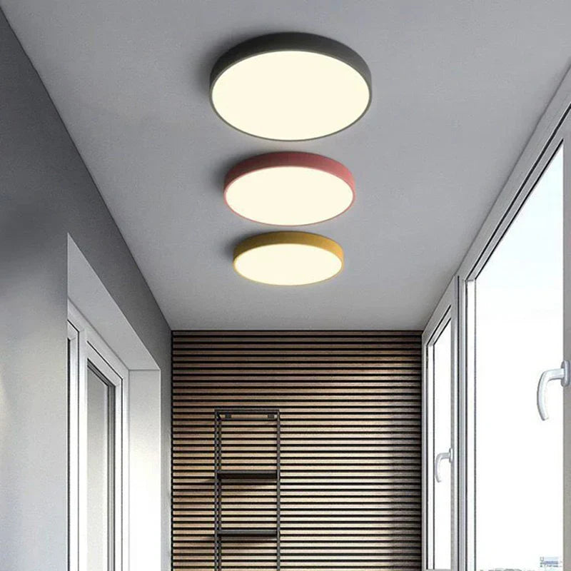 Kleurrijke Plafondlamp Rond LED Ultradun Design voor Woonkamer Slaapkamer Studeerkamer Gang Modern Interieur Verlichting Scandinavisch | Sansoti
