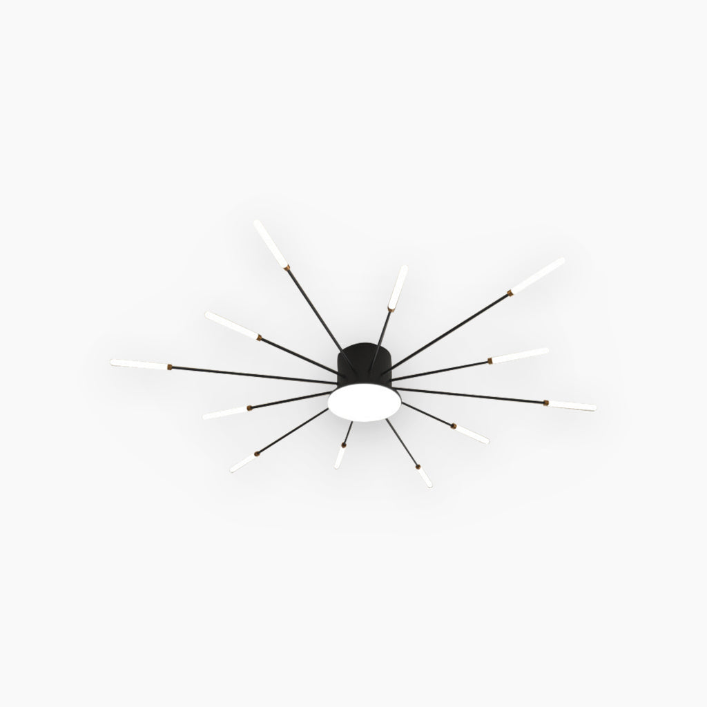 LED Chandelier Ceiling Light Unique Starburst Sputnik, Black/Gold