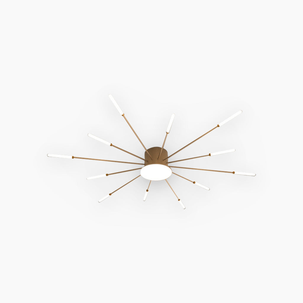 LED Chandelier Ceiling Light Unique Starburst Sputnik, Black/Gold