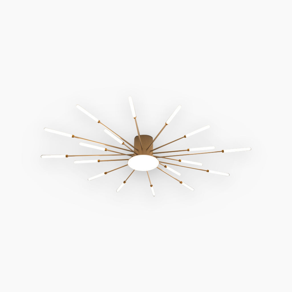 LED Chandelier Ceiling Light Unique Starburst Sputnik, Black/Gold
