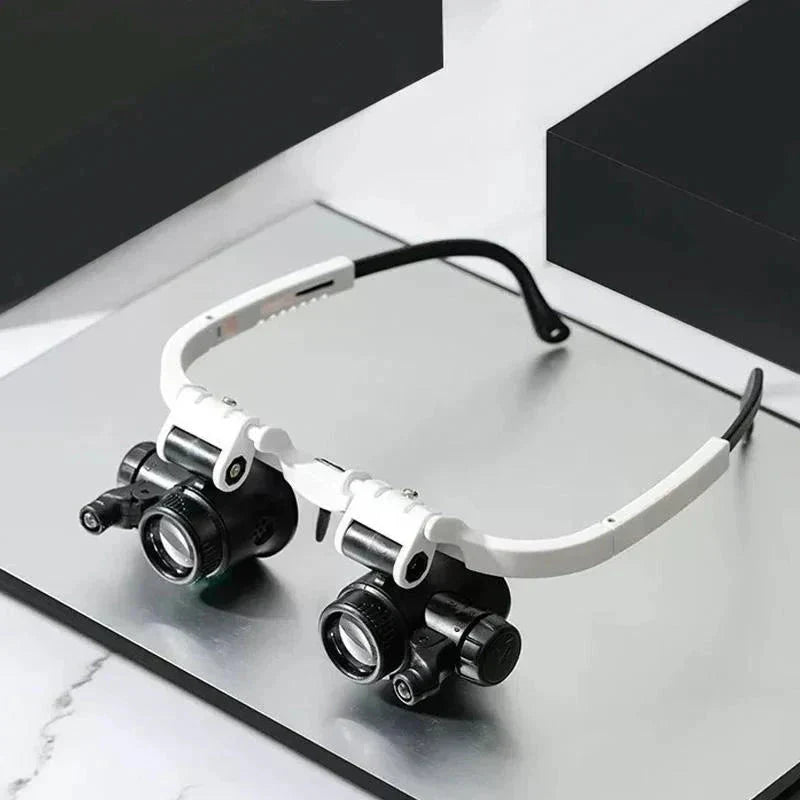Hoofdbandloep met LED-verlichting 8x 15x 23x Vergrotingsniveau's voor Precisiewerk Horlogereparatie Handwerk | Sansoti