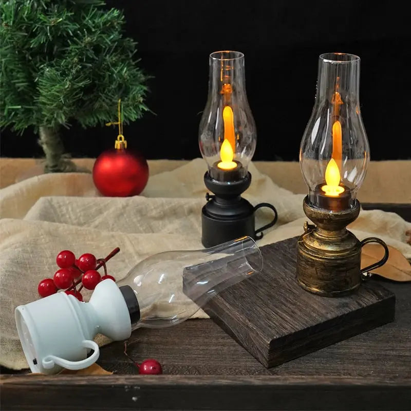 LED Lantaarn met Flikkereffect Zwart Wit Brons Batterij Warm Sfeerlicht Sfeerverlichting Vuurloos Veilig Compact Vintage Tafellamp Decoratie Slaapkamer Woonkamer Terras | Sansoti