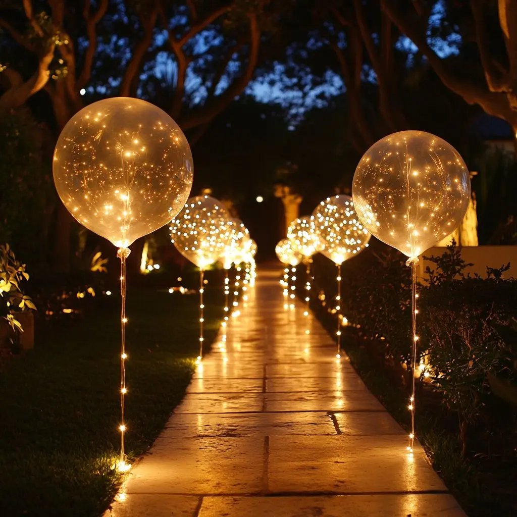 Transparente LED-Ballons mit Beleuchtung 45cm Warmweißes Licht Stimmungsvolle Partydekoration Festdekoration | Sansoti
