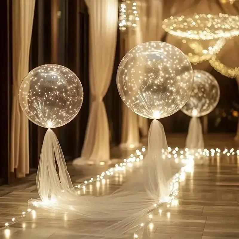 Transparente LED-Ballons mit Beleuchtung 45cm Warmweißes Licht Stimmungsvolle Partydekoration Festdekoration | Sansoti