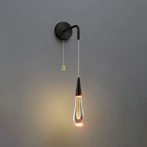 Glazen Druppelvormige Wandlamp LED met Metalen Montuur – Moderne Glas-Metaal Wandverlichting voor Slaapkamer, Woonkamer en Gang – Verstelbare Lichtkleur Warm Wit Neutraal Koel Wit | Sansoti