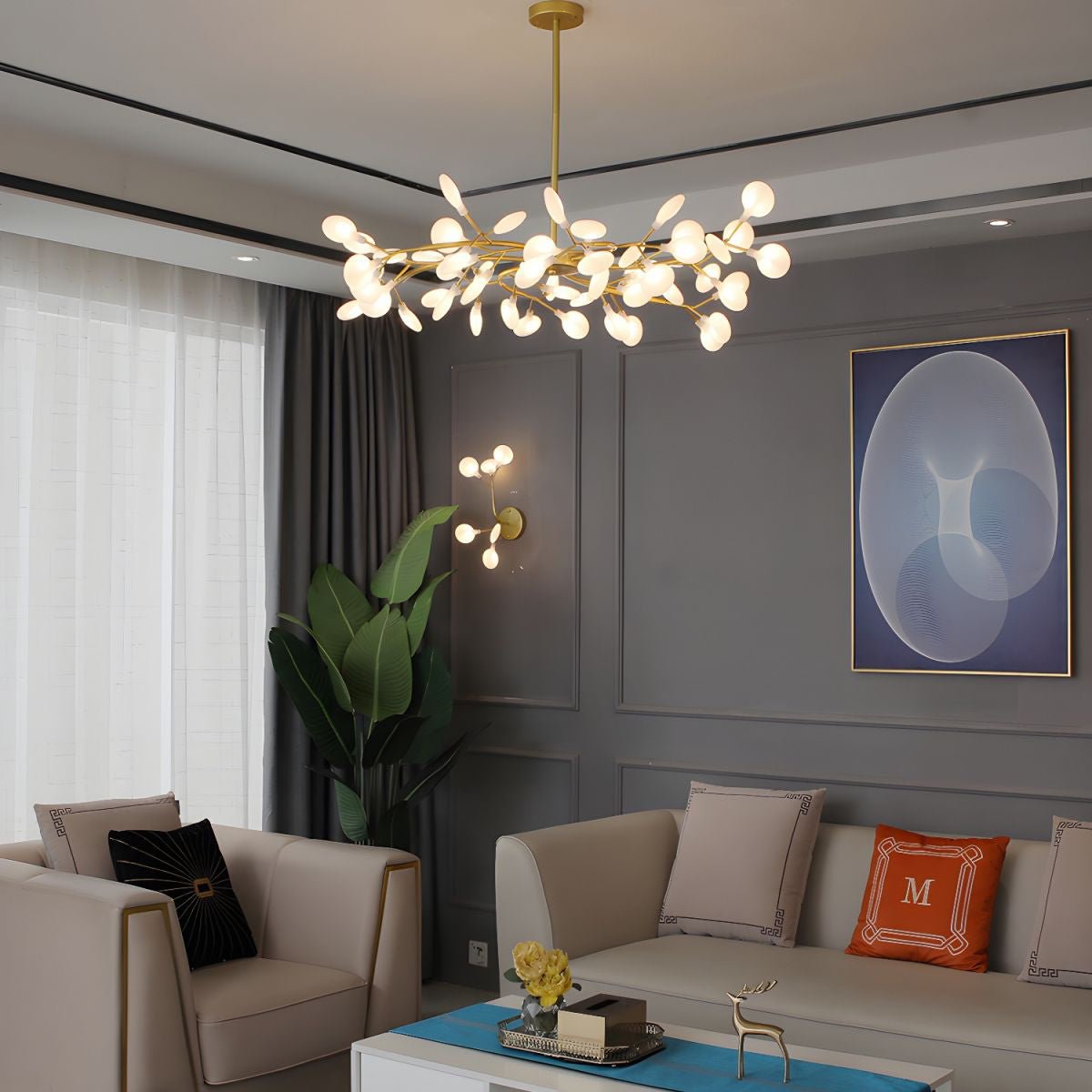 Hängelampe LED Metall Gold Acryl Weiß Wohnzimmer Esszimmer Modernes Design Deckenleuchte Organische Leuchte | Restfield