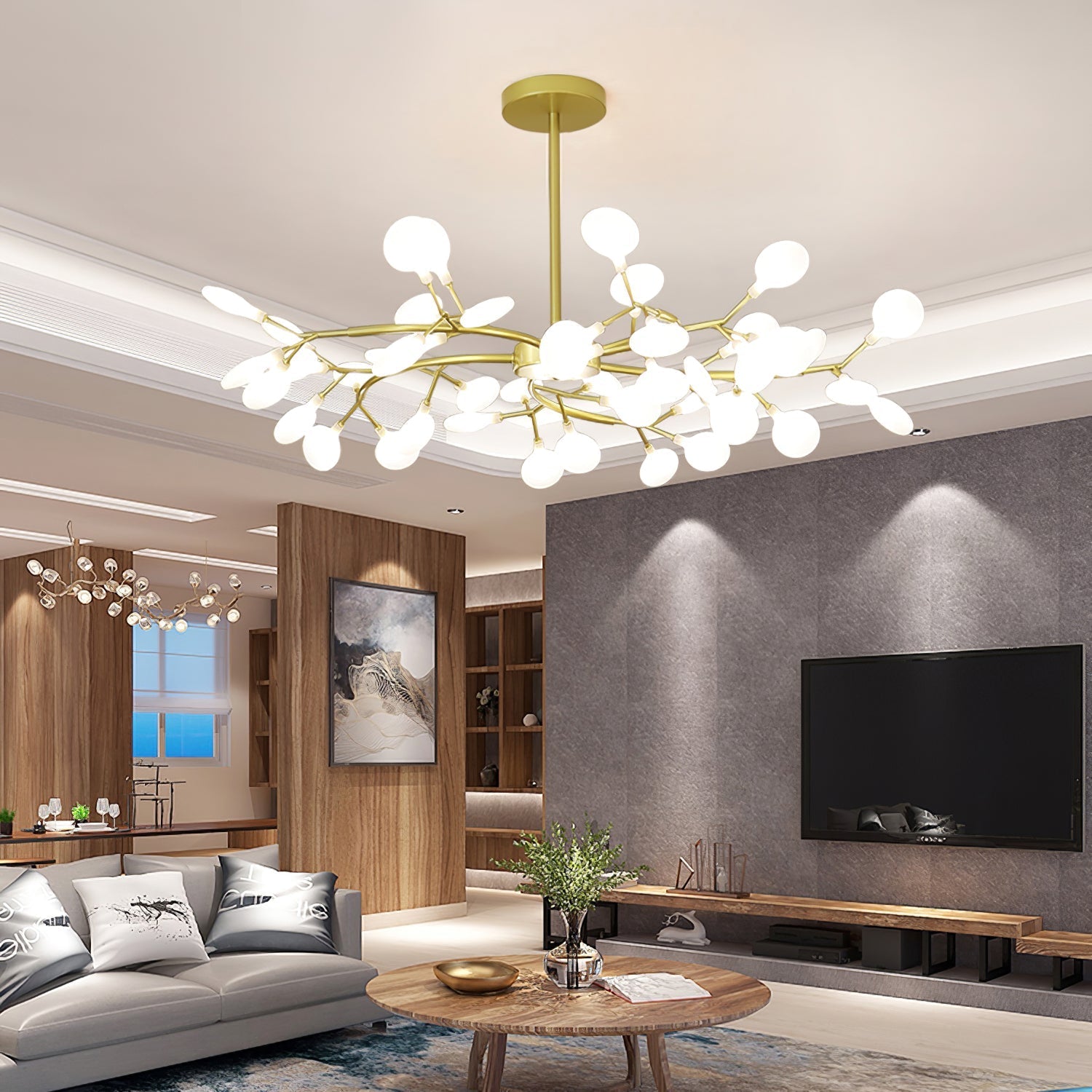 Hängelampe LED Metall Gold Acryl Weiß Wohnzimmer Esszimmer Modernes Design Deckenleuchte Organische Leuchte | Restfield