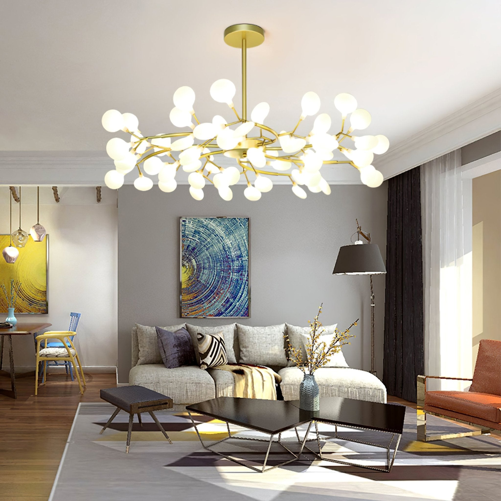 Hängelampe LED Metall Gold Acryl Weiß Wohnzimmer Esszimmer Modernes Design Deckenleuchte Organische Leuchte | Restfield