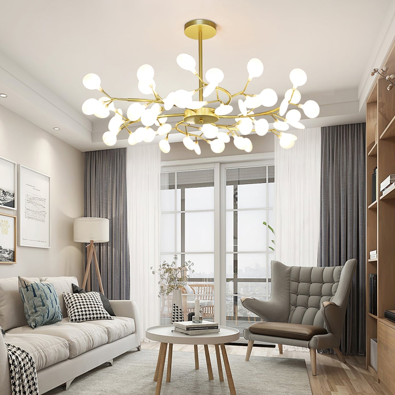 Hängelampe LED Metall Gold Acryl Weiß Wohnzimmer Esszimmer Modernes Design Deckenleuchte Organische Leuchte | Restfield